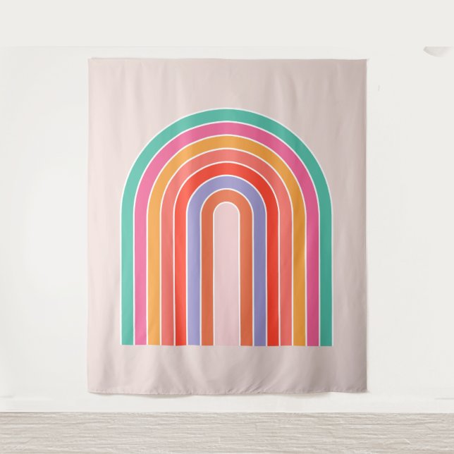 Mid Century Modern Rainbow Tapestry (Front)