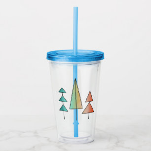 mid century modern rainbow trees blush teal simple acrylic tumbler