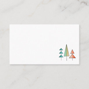 mid century modern rainbow trees blush teal simple business card