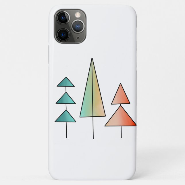 mid century modern rainbow trees blush teal simple Case-Mate iPhone case (Back)