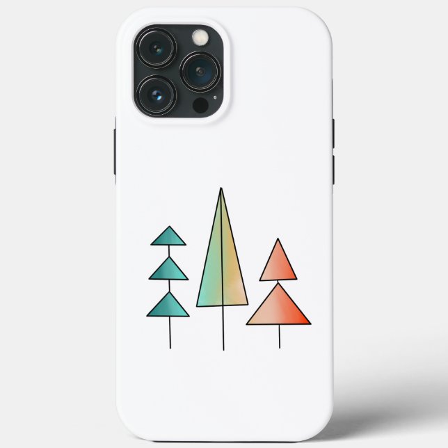 mid century modern rainbow trees blush teal simple Case-Mate iPhone case (Back)