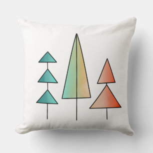 mid century modern rainbow trees blush teal simple cushion
