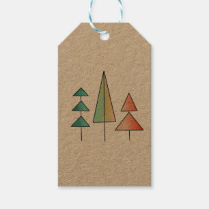 mid century modern rainbow trees blush teal simple gift tags