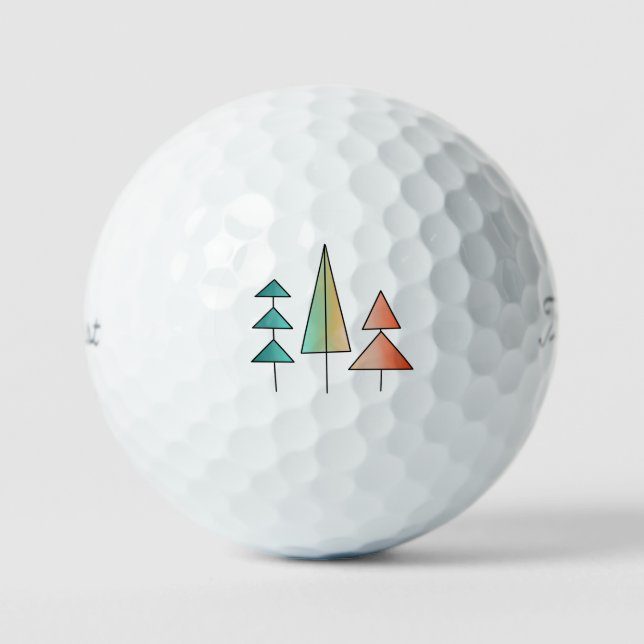 mid century modern rainbow trees blush teal simple golf balls (Front)