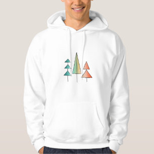 mid century modern rainbow trees blush teal simple hoodie