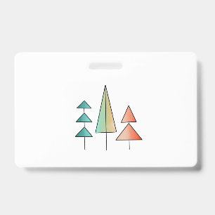 mid century modern rainbow trees blush teal simple ID badge