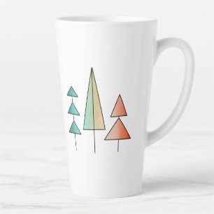 mid century modern rainbow trees blush teal simple latte mug