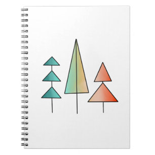 mid century modern rainbow trees blush teal simple notebook