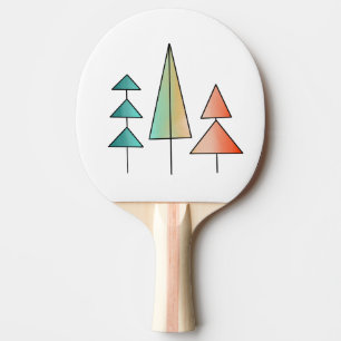 mid century modern rainbow trees blush teal simple ping pong paddle