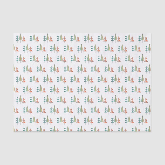 mid century modern rainbow trees blush teal simple tissue paper (Front)
