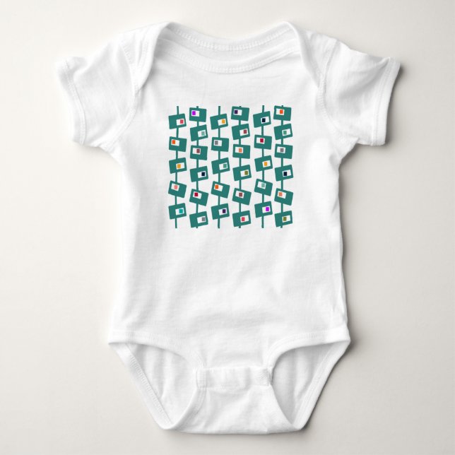 Mid-Century Modern Rectangles and Squares  Baby Bodysuit (Front)