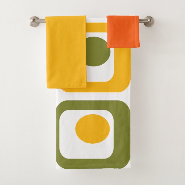 Mid-Century Modern Rectangles Bath Towel Set (Insitu)