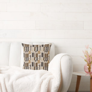 Mid Century Modern Rectangles in Earth Tones Cushion