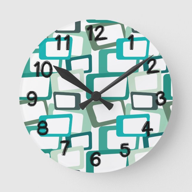 Mid-Century Modern Rectangles Round Clock (Front)