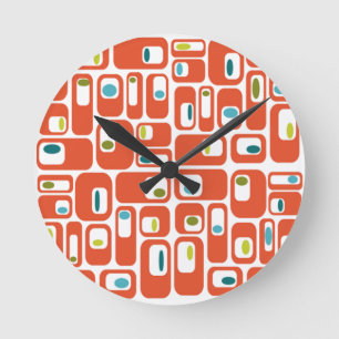 Mid-century Modern Rectangles Round Clock