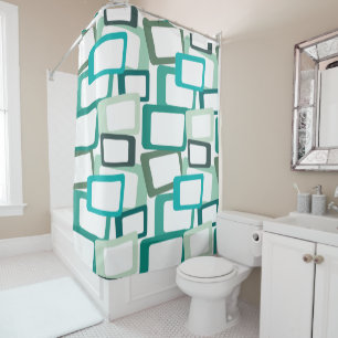 Mid-Century Modern Rectangles Shower Curtain