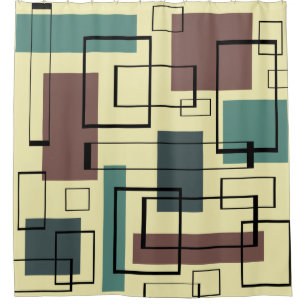 Mid Century Modern Rectangles Shower Curtain