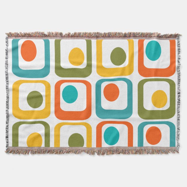 Mid-Century Modern Rectangles Throw Blanket (Front)