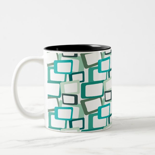 Mid-Century Modern Rectangles Two-Tone Coffee Mug (Left)