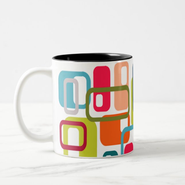 Mid-century Modern Rectangles Two-Tone Coffee Mug (Left)