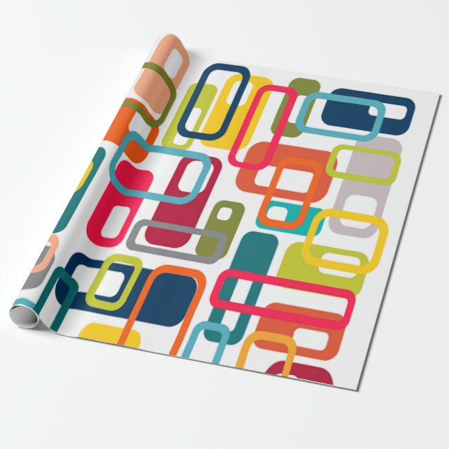 Mid-century Modern Rectangles Wrapping Paper (Unrolled)