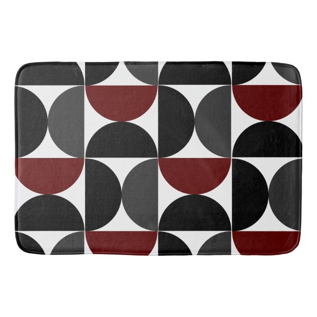 Mid-Century Modern Red Black and Grey   Bath Mat (Front)