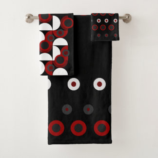 Mid-Century Modern red, black and grey Bath Towel Set