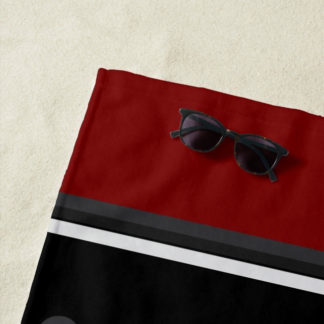 Mid-Century Modern red, black and grey    Beach Towel (In Situ)
