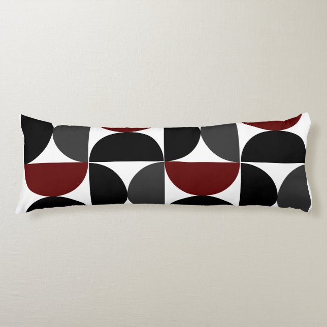 Mid-Century Modern Red Black and Grey    Body Cushion (Front)