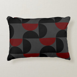 Mid-Century Modern Red Black and Grey    Decorative Cushion
