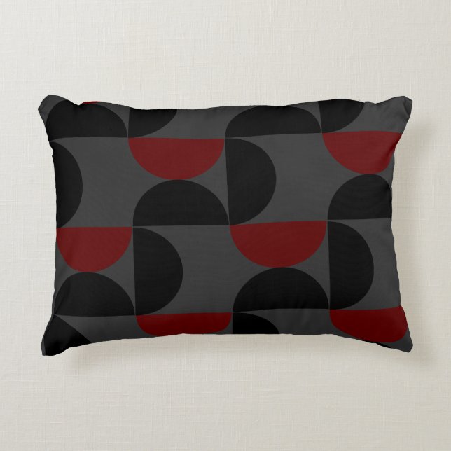 Mid-Century Modern Red Black and Grey    Decorative Cushion (Front)