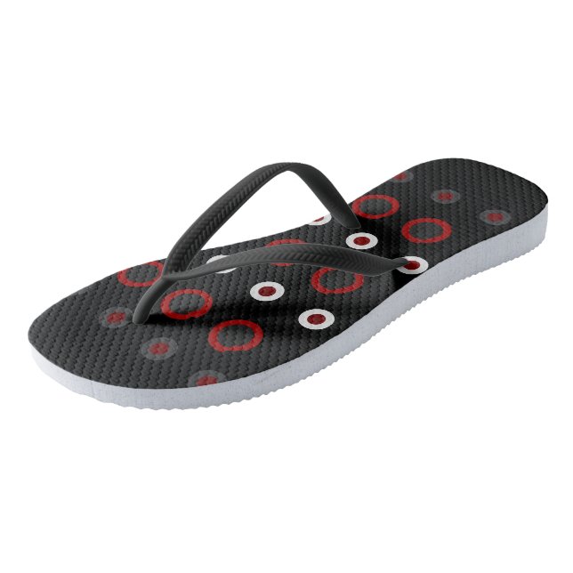 Mid-Century Modern red, black and grey     Flip Flops (Angled)