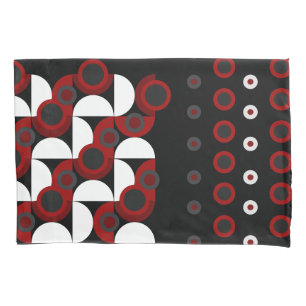 Mid-Century Modern red, black and grey Pillowcase