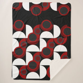 Mid-Century Modern red, black and grey Sherpa Blanket