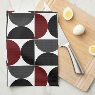 Mid-Century Modern Red Black and Grey Tea Towel