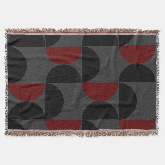 Mid-Century Modern Red Black and Grey    Throw Blanket (Front)