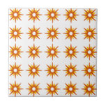 Mid-Century Modern Red-Orange Starburst Pattern Tile<br><div class="desc">Mid-century modern inspired design featuring vintage pattern of retro red-orange starbursts on a white background. Simple, clean modern design. Create your own custom pattern by uploading a new image, or use the "message" button to contact the designer for help. To create your own patterned design: 1. Select personalise this template....</div>