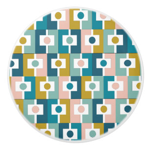 Mid-century Modern Rektangel Geometric Pattern Ceramic Knob