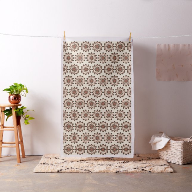 Mid Century Modern Repeat Starburst Brown Clay Fabric (In Situ)