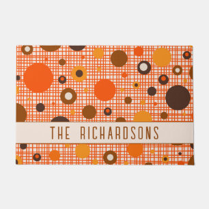 Mid Century Modern Retro Atomic Dots Personalised Doormat