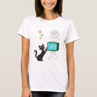 Mid Century Modern Retro Atomic Funny Cat with Fis