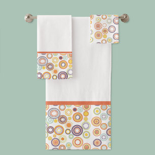 Mid-Century Modern Retro Autumn Circles Bath Towel Set