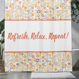 Mid-Century Modern Retro Autumn Circles Shower Curtain