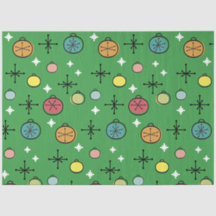 Mid Century Modern Retro Christmas Art Green Tissue Paper