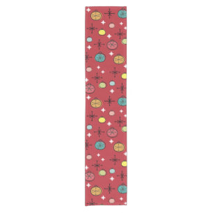 Mid Century Modern Retro Christmas Art Red Short Table Runner