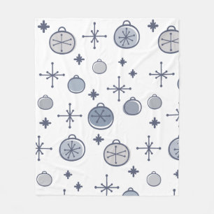 Mid Century Modern Retro Christmas Art Silver Fleece Blanket