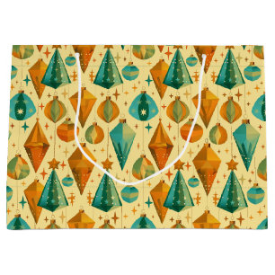 Mid-Century Modern Retro Christmas Atomic Ornament Large Gift Bag