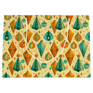 Mid-Century Modern Retro Christmas Atomic Ornament Large Gift Bag