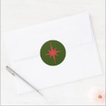 Mid-century Modern Retro Christmas Star Red Green Classic Round Sticker<br><div class="desc">Mid-century Modern Retro 50s Starburst. A nostalgic nod towards the atomic age (also known as the space age or atomic era) of the 1950s and 60s. In vintage midcentury Christmas red and dark green. Clean,  minimalist design. By Kierkegaard Design Studio.</div>