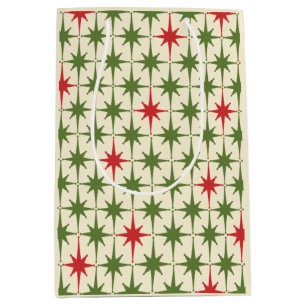 Mid Century Modern Retro Christmas Starbursts  Medium Gift Bag